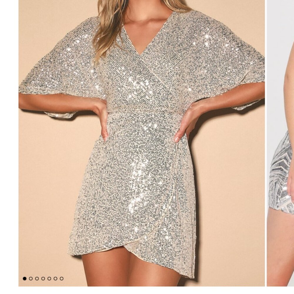 SEQUIN WRAP DRESS